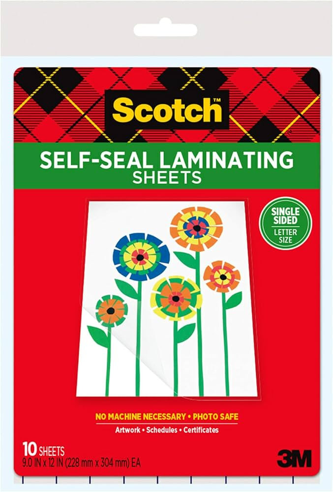 Scotch LS854SS10 Self-Sealing Laminating Sheets, 6.0 mil, 9 x 12 (Pack of 10) | Amazon (US)