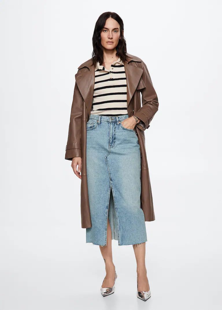 Slit denim skirt -  Women | Mango USA | MANGO (US)