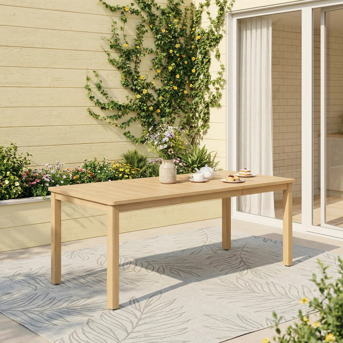 Solid Wood 78.74"l Outdoor Dining Table | Wayfair North America