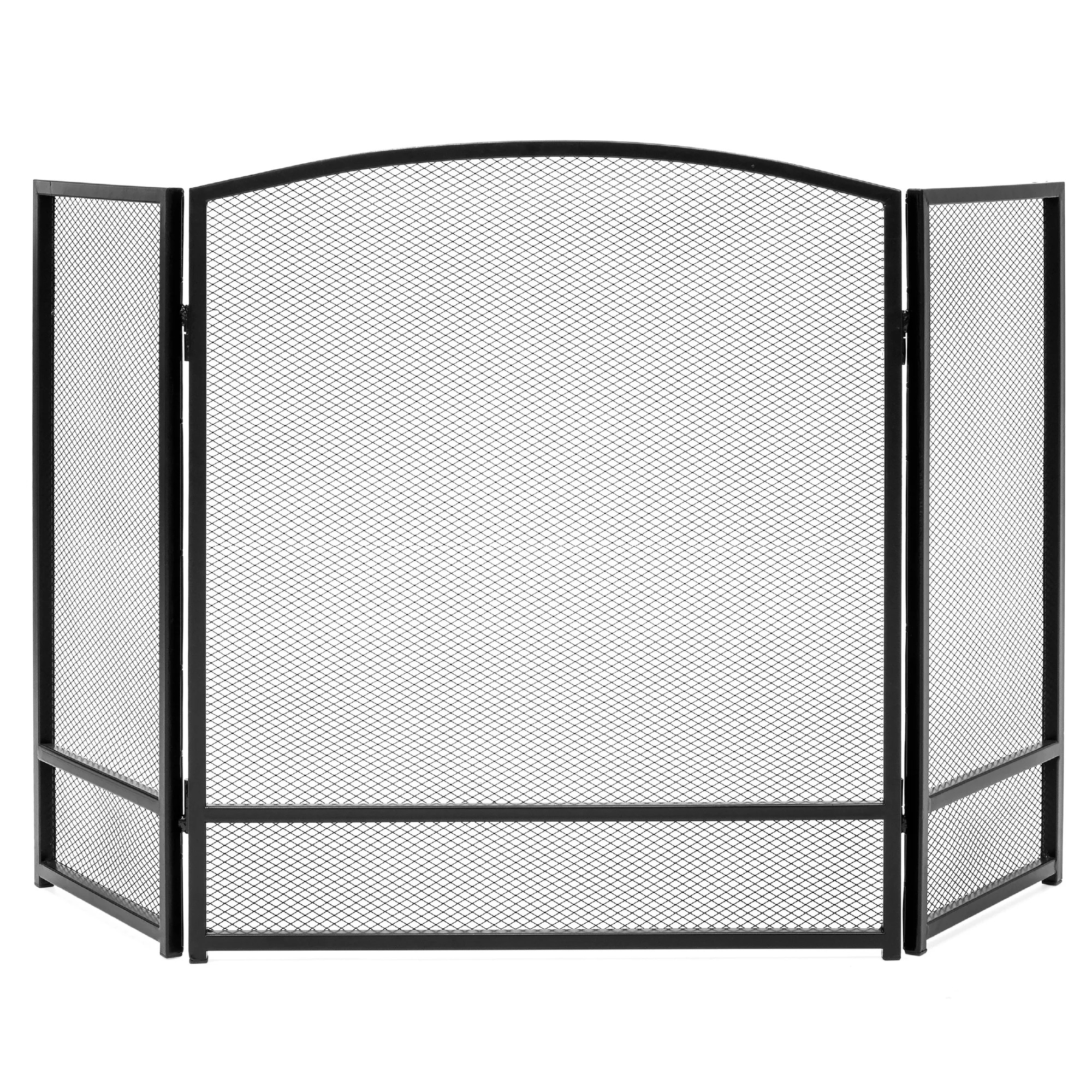 Best Choice Products 47 x 29 Inch 3-Panel Steel Mesh Fireplace Screen, Spark Guard with Rustic Wo... | Walmart (US)