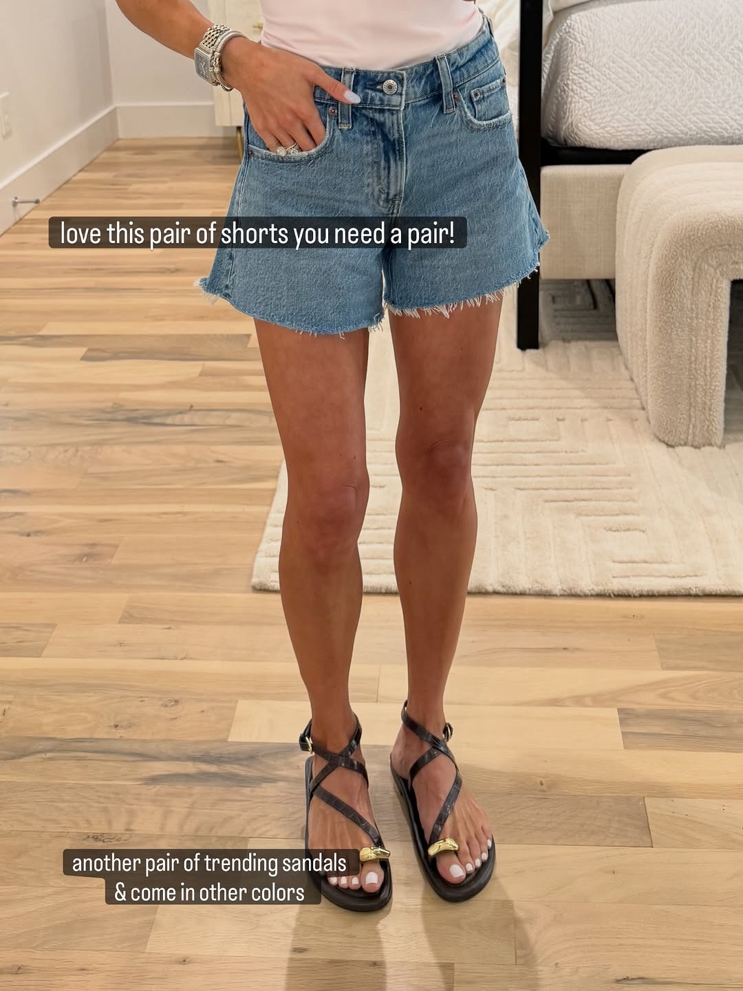 Denim shorts on sale size 23 sandals code doubledose20

#LTKootd #LTKPetite