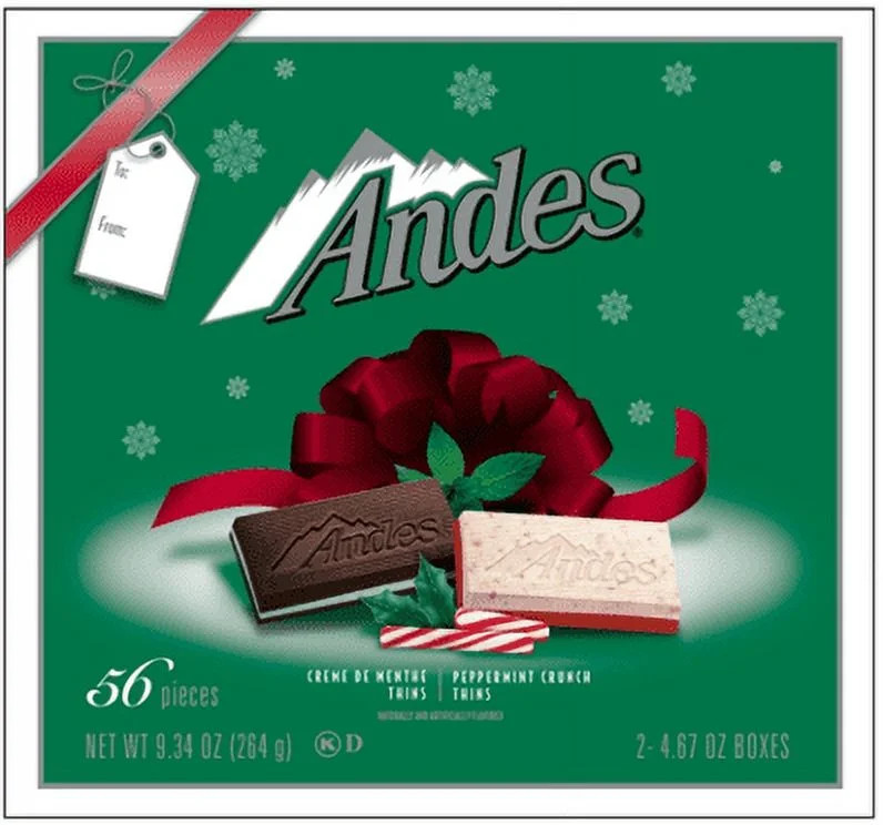 Andes, Creme de Menthe & Peppermint Crunch Thins, 4.67 oz. Gift Box. Contains Milk. Peanut Free. ... | Walmart (US)