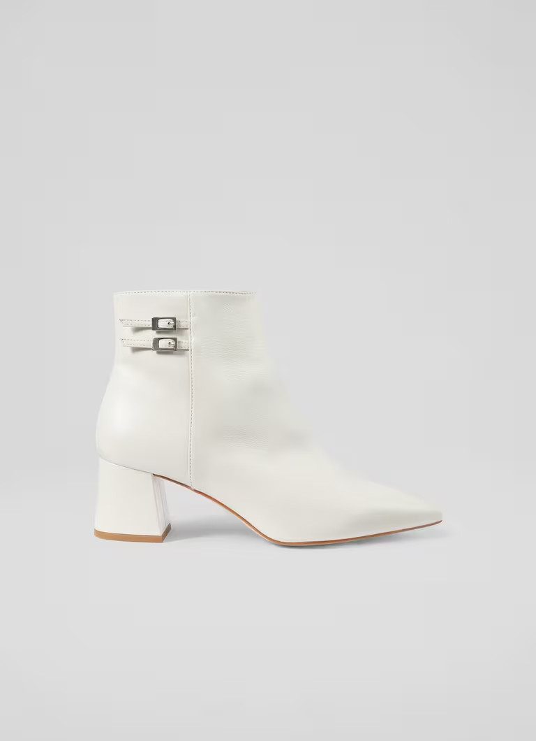 Missy Cream Leather Ankle Boots | L.K. Bennett (UK)