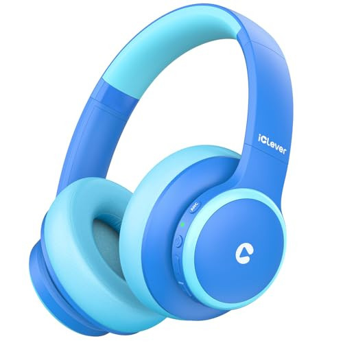 iClever BTH26 Active Noise Cancelling Headphones for Kids, 60H Play Time, Safe Volume 80dBA, Type C Fast Charging, Bluetooth5.4, Kids Bluetooth Headphones with Mic AUX Cord for iPad Airplane, Blue | Amazon (US)