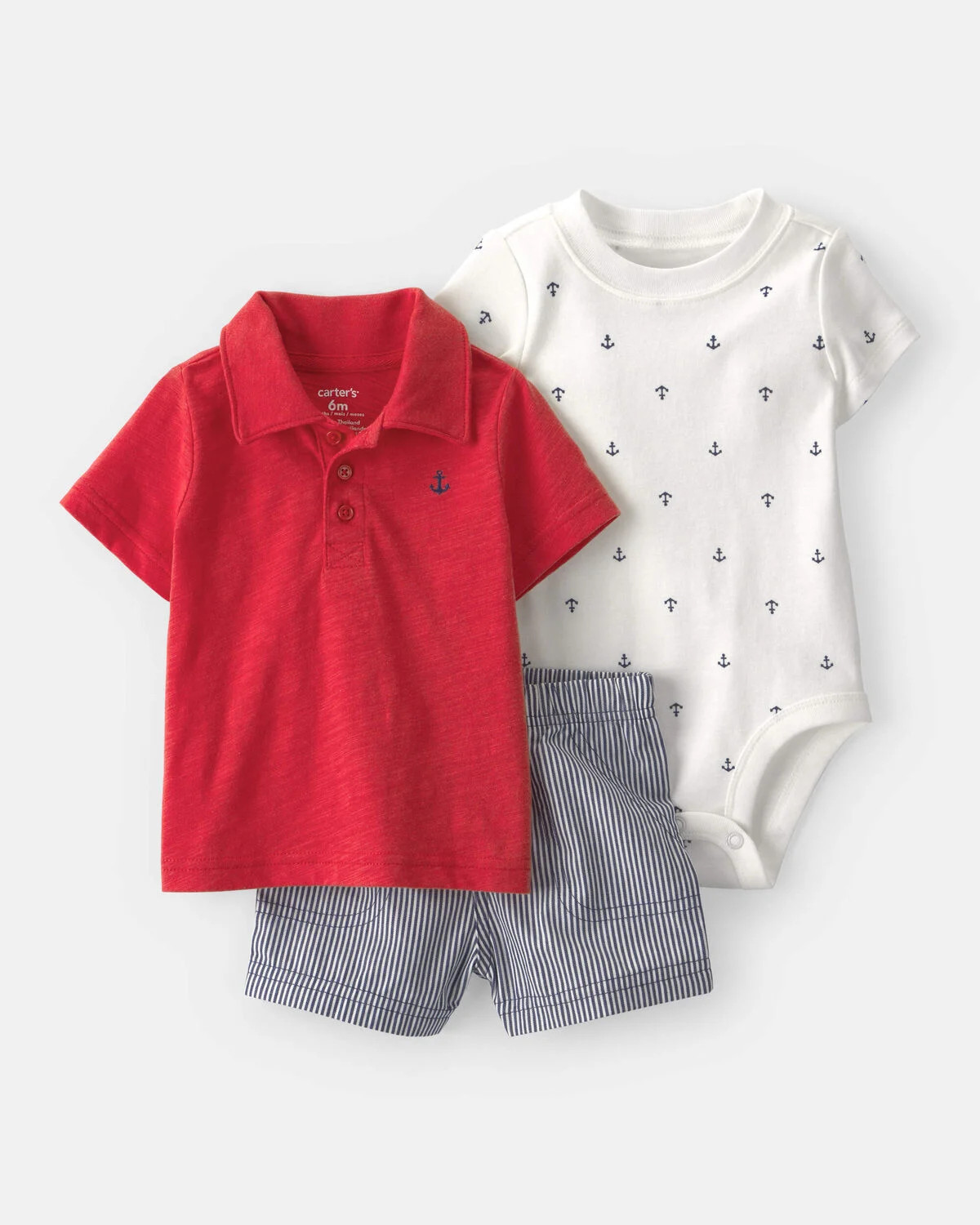 Baby Boy 3-Piece Anchor Polo Outfit Set - Red/Blue/White | Carter's Inc