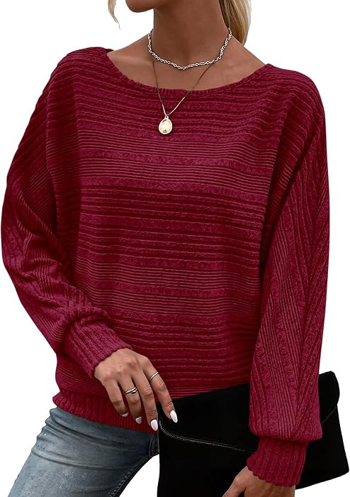 KIRUNDO Long Sleeve Shirts for Women 2026 Lightweight Loose Ribbed Sweater | Amazon (US)