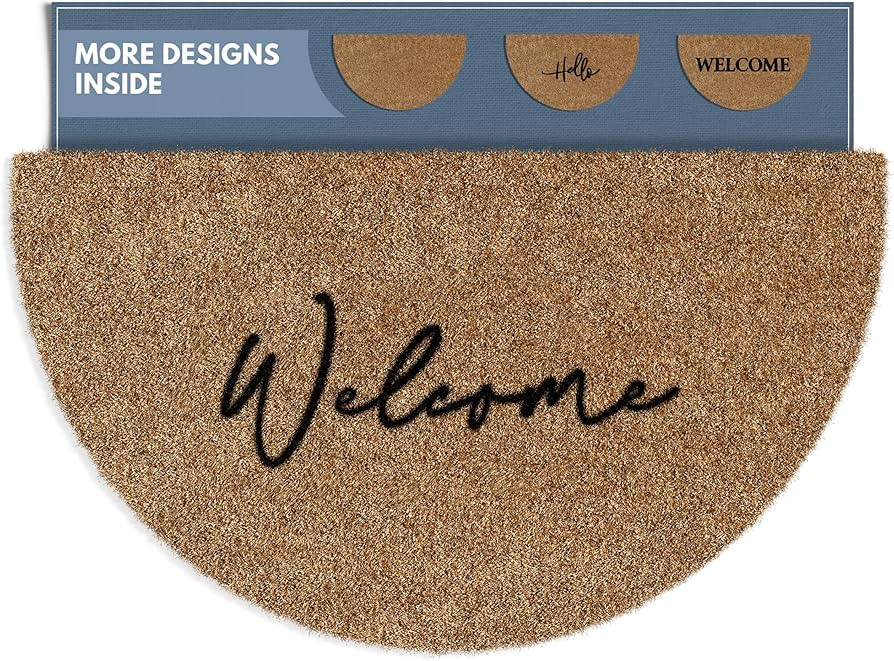 Barnyard Designs Half Moon Doormat Welcome Mat for Outdoors, Large Front Door Entrance Mat, 30x17... | Amazon (US)