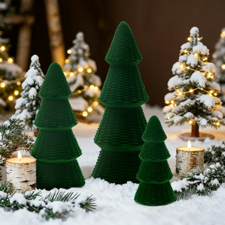 Ayieyill 3pcs Tabletop Christmas Tree Velvet Woven Resin Christmas Trees for Christmas Decor Indo... | Walmart (US)