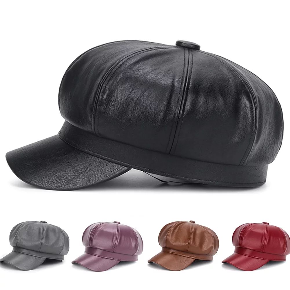 Windfall Womens PU Leather Newsboy Caps Gatsby Cabbie Hat for Girls | Walmart (US)