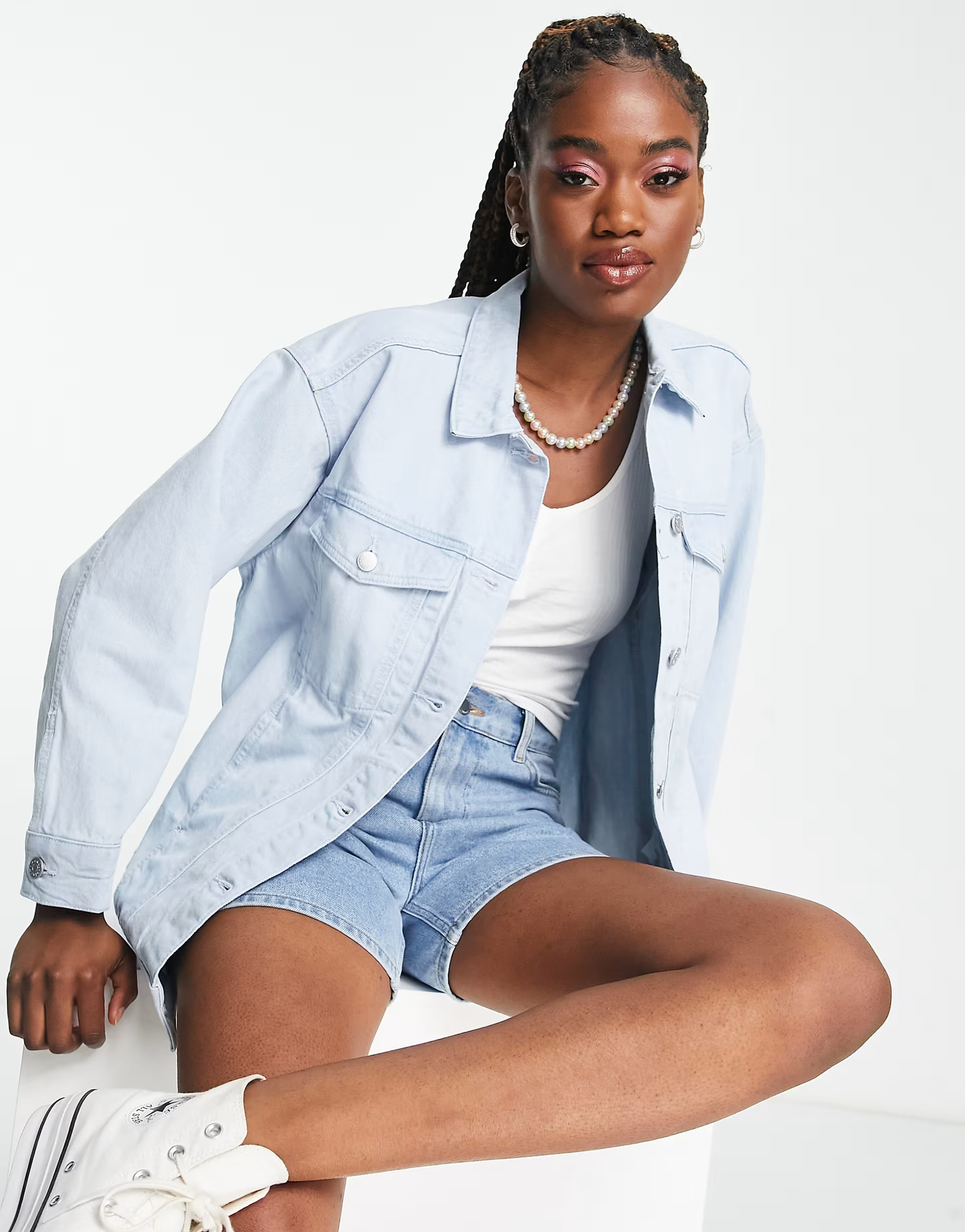 Monki oversize denim jacket in pale blue - part of a set | ASOS (Global)