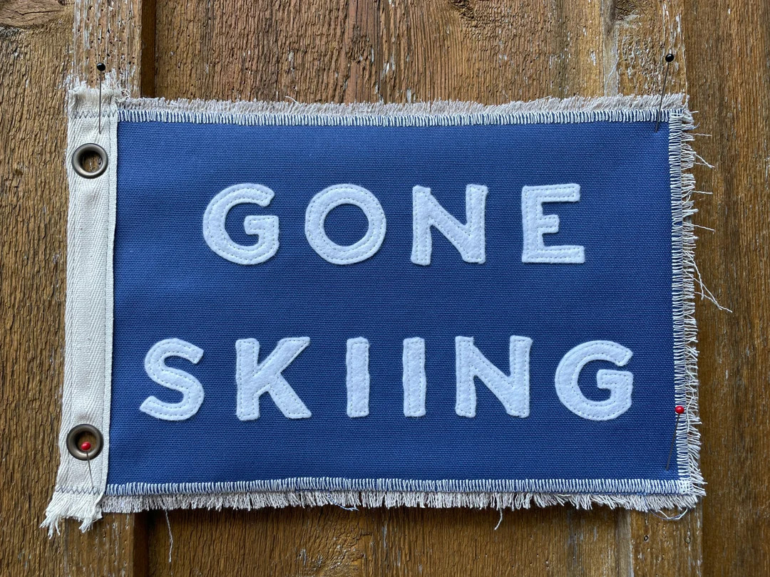 Vintage Inspired 'Gone Skiing' Camp Flag - Upcycled Pennant | Etsy (US)