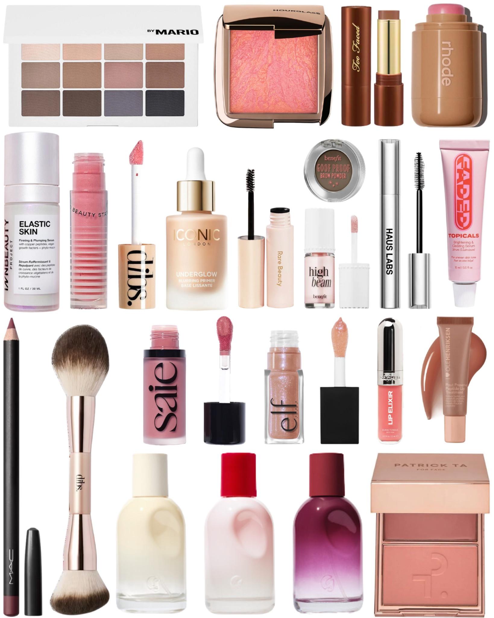 Current favorite beauty products including new favs of 2025! Makeup by Mario eyeshadow palette, Hourglass blush, too faced contour, rhode blush, dibs beauty, elf lip oil lip gloss, ole henriksen, sacheu beauty, glossier you, Patrick ta, innbeauty project, iconic London blurring primer, haus labs mascara, topicals faded serum, benefit highlighter, and more

#LTKFindsUnder50 #LTKFindsUnder100 #LTKBeauty