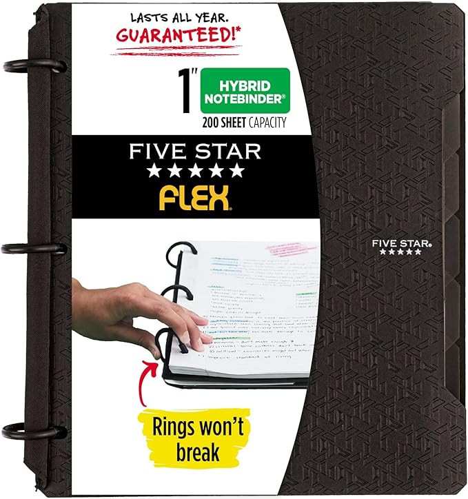 Five Star Flex Hybrid NoteBinder, 1 Inch Binder with Tabs, Notebook and 3-Ring Binder All-in-One,... | Amazon (US)