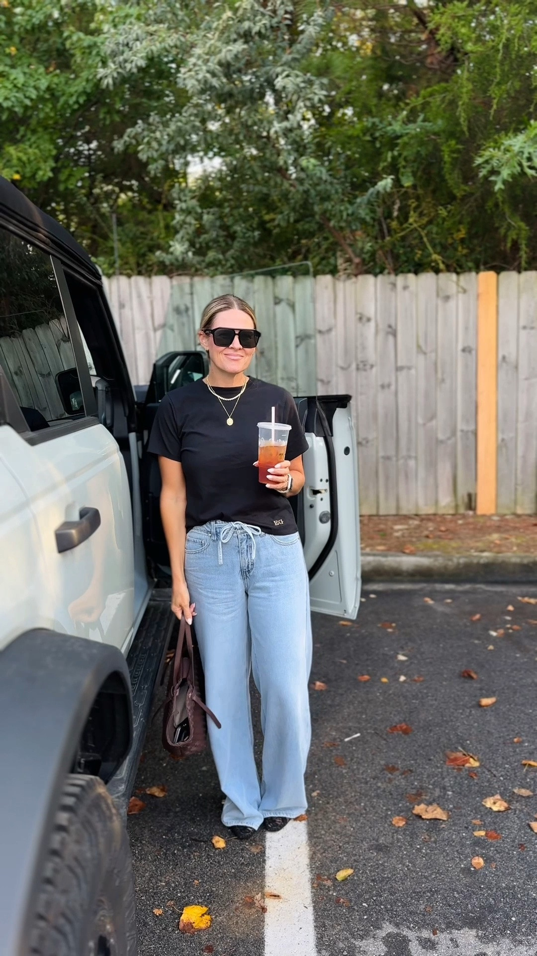 Casual outfit of the day. Loving these new soft jeans from @Macy's 
They’re fitting pretty true to size but if you’re between, I’d go down. That’s what I did. I’m wearing the 2. 

Necklace stack @electricpicks 
Top @abercrombie 
Bag @Walmart