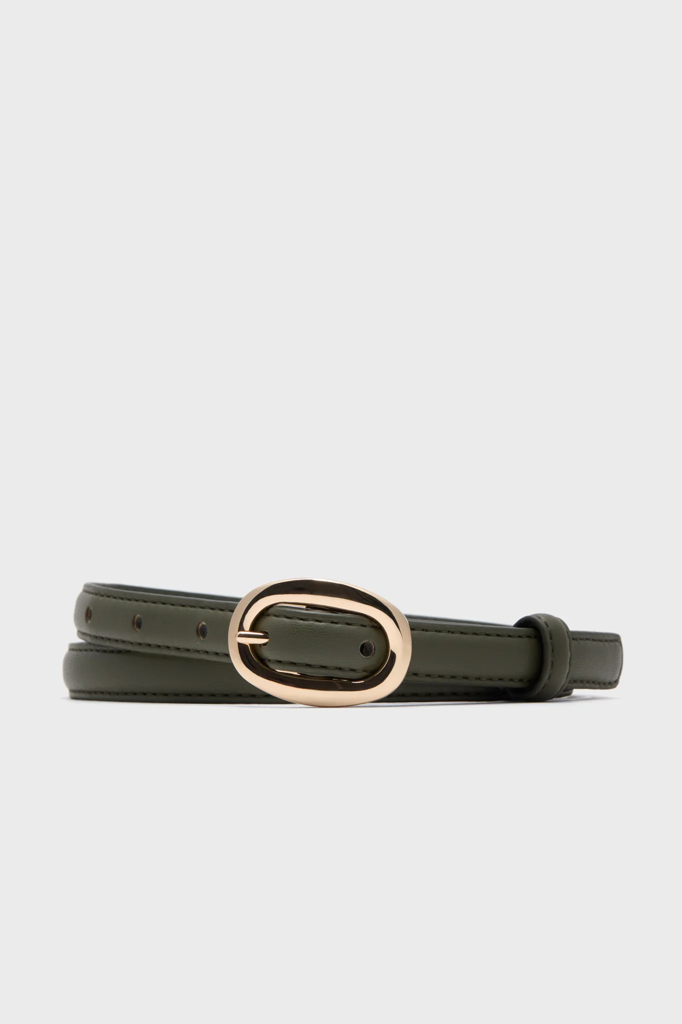 Olive Oval Buckle Skinny Belt | Tuckernuck (US)
