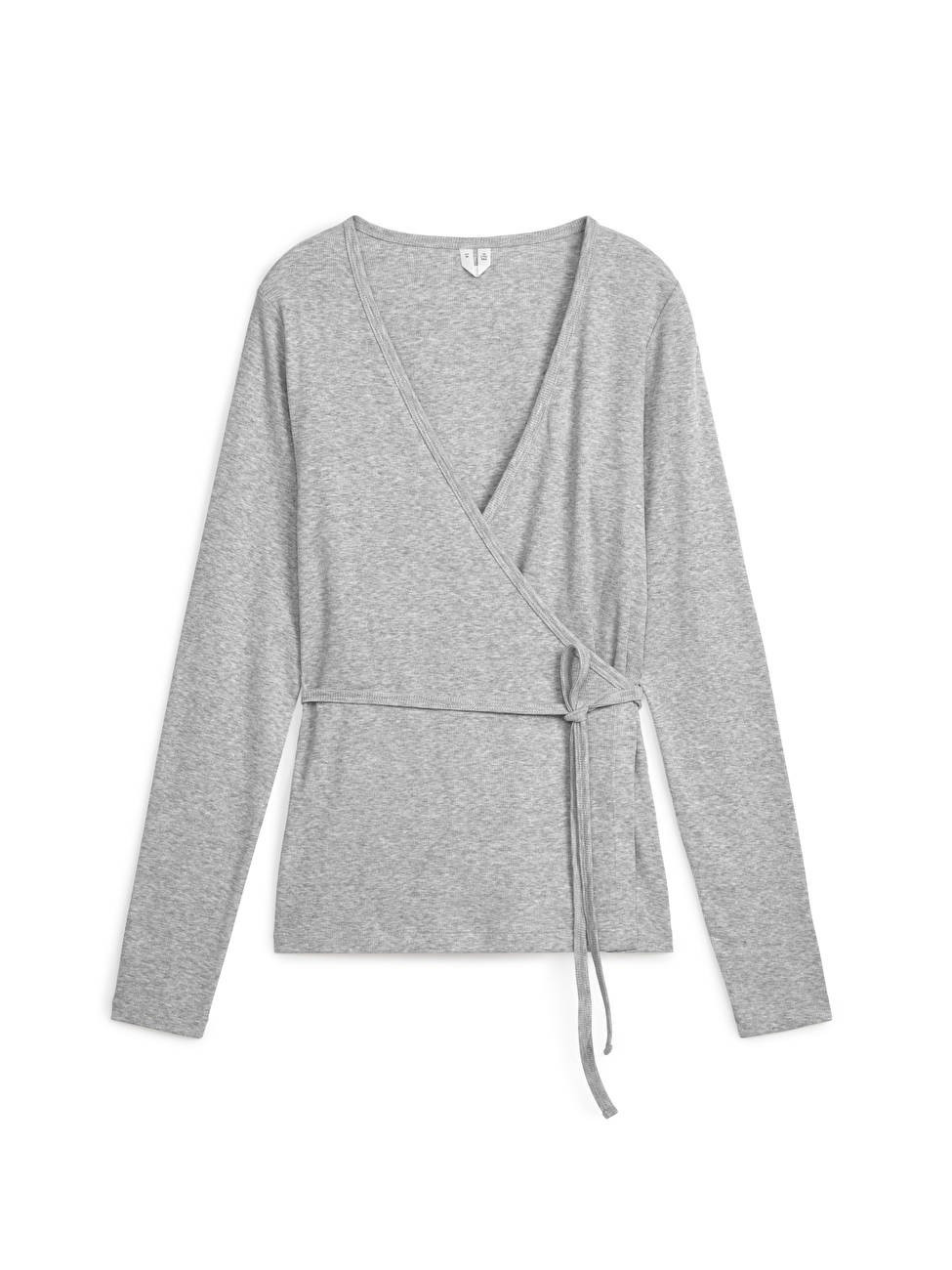 Rib-Knit Wrap Top | ARKET (US&UK)