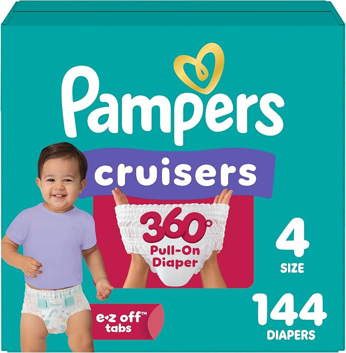 Pampers Diapers - Cruisers 360 - Size 4, 144 Count, up to 100% Leakproof Pull-On Diaper for Activ... | Amazon (US)