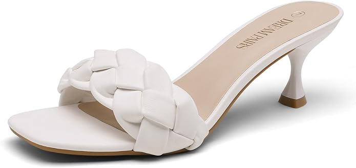 DREAM PAIRS Heels for Women Rhinestone Open Toe Low Kitten Heels Sexy Stilettos Heels Pump Sandal... | Amazon (US)