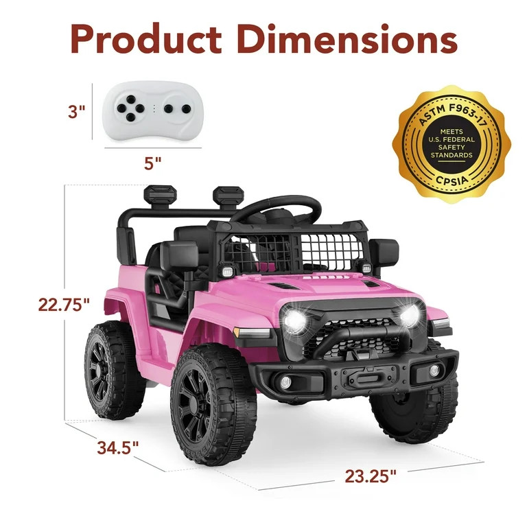 Best Choice Products 6V Kids Ride-On Truck Car w/ Parent Remote Control, 4-Wheel Suspension, LED ... | Walmart (US)