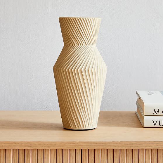 Asher Ceramic Tabletop Vases, Vase, White, Earthenware, Large | West Elm (US)