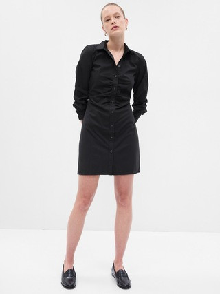 100% Organic Cotton Ruched Mini Shirtdress | Gap (US)