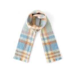 Check Print Fuzzy Oversize Scarf in Light Blue | Chicwish