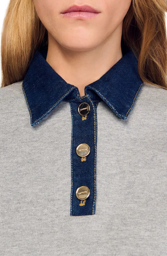 Sweater with denim collar | Nordstrom