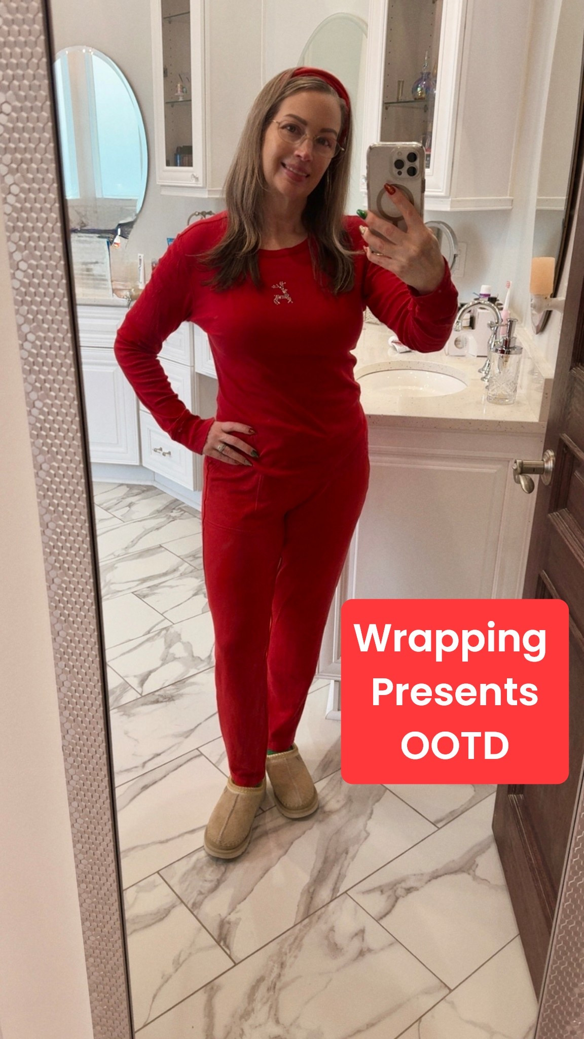 I like to get comfortable when it’s present wrapping day. Festive colors (I’m wearing green socks) help keep the spirt bright. 
#christmasoutfit #joggers #festive #uggs #tasman #loft #ootd

#LTKmomlife #LTKGiftGuide #LTKHoliday