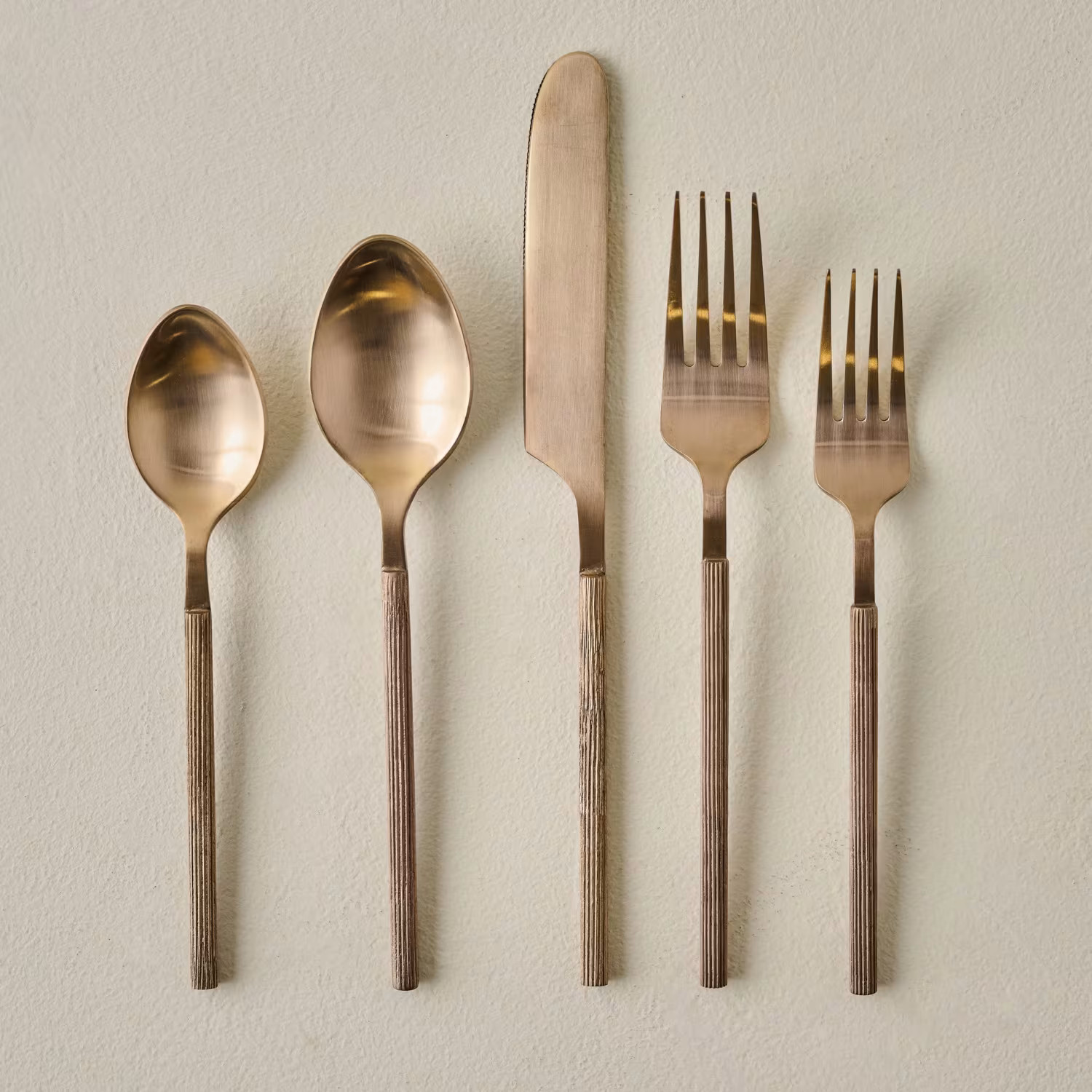 Antique Copper Ribbed Flatware Set of Five | Magnolia