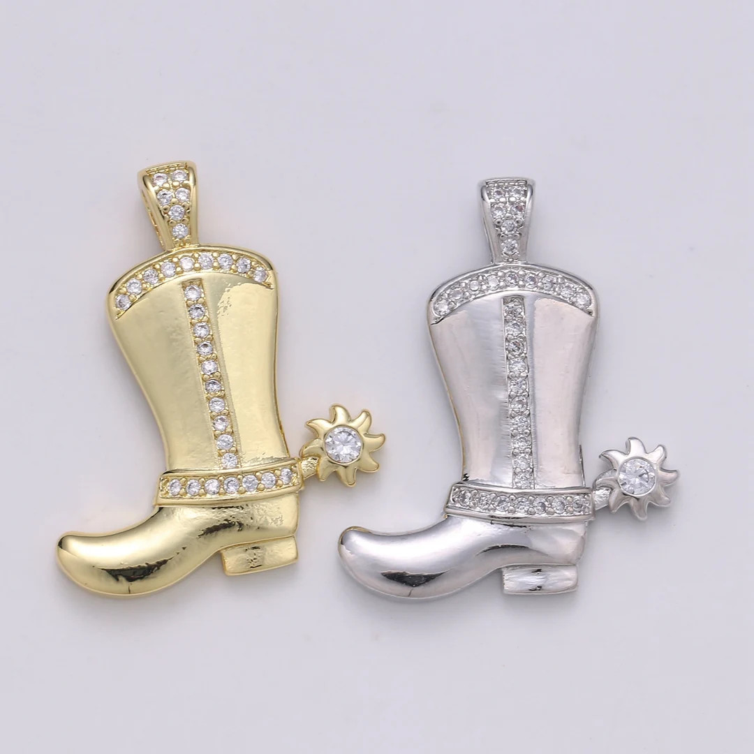 24K Gold Cowboy Boot Charm, Gold Cowboy Boots Charm for Necklace or Bracelet, Cowgirl Charm, Rode... | Etsy (US)