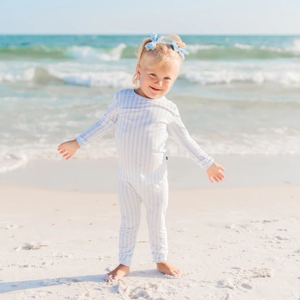 Long Sleeve Pajamas in Small Mist Stripe | Kyte Baby