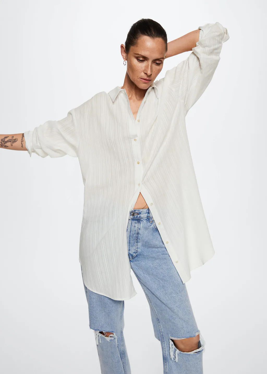 Oversize cotton shirt | MANGO (US)