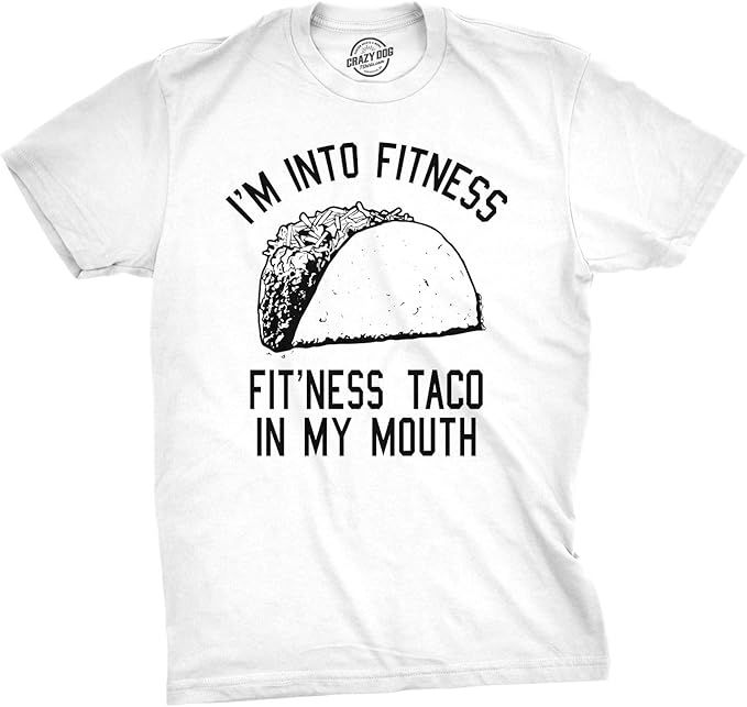 Crazy Dog T-Shirts Mens Fitness Taco Funny T Shirt Humorous Gym Mexican Food Tee for Guys | Amazon (US)