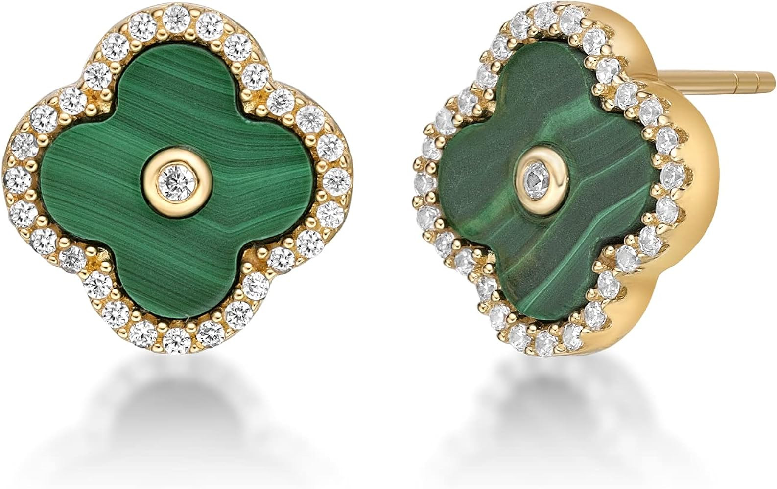 Lavari Jewelers Four Petal Halo Flower Stud Earrings for Women - Black Onyx Mother of Pearl Malac... | Amazon (US)