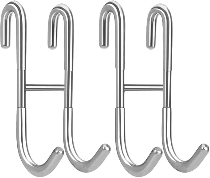 Haitis 2 Pack Over Shower Glass Door Hooks, Polished Silver, SUS 304 Stainless Steel Rack Hooks, ... | Amazon (US)