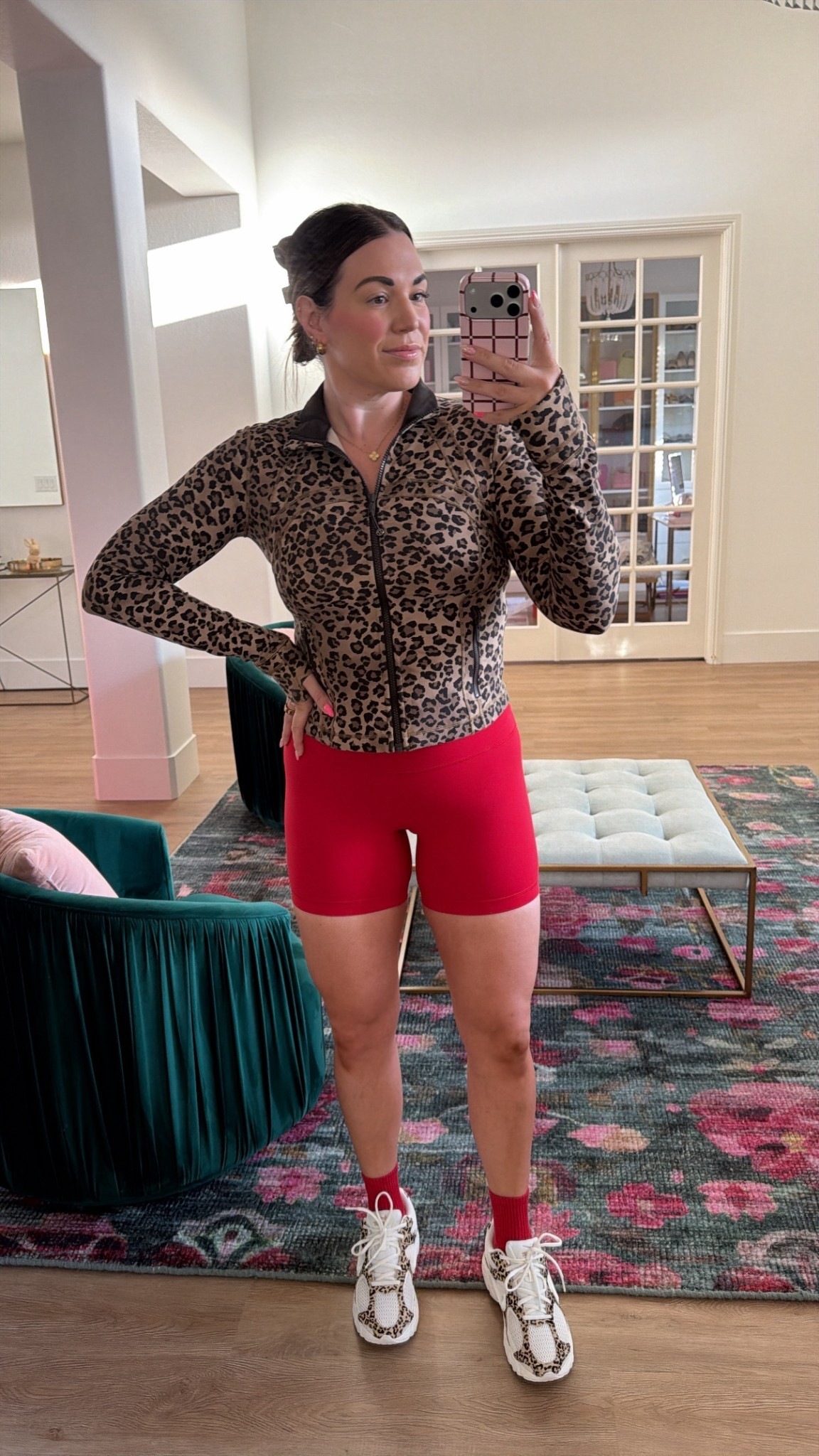 curvy fit workout look! wearing size 10 in leopard bra and leopard cropped zip up, and size 8 in red shorts. leopard shoes are new!!! 😍

#LTKMidsize #LTKfitnessgoals #LTKActive