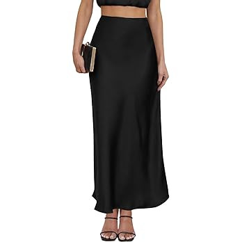 Women's Leopard Print Satin Maxi Skirt High Waisted Elastic Waistband Silk A-Line Casual Party 20... | Amazon (US)