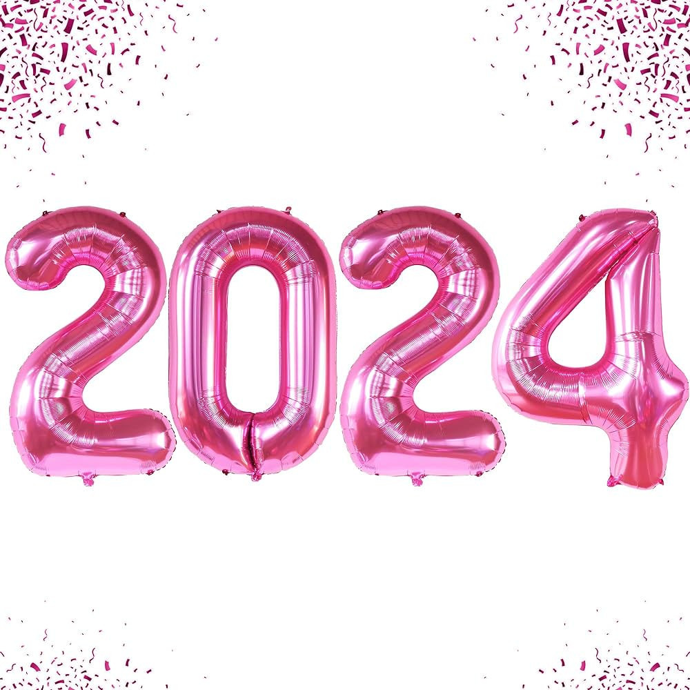KatchOn, Giant Hot Pink 2024 Balloon Numbers - 42 Inch, New Years Balloons | 2024 Pink Balloons f... | Amazon (US)