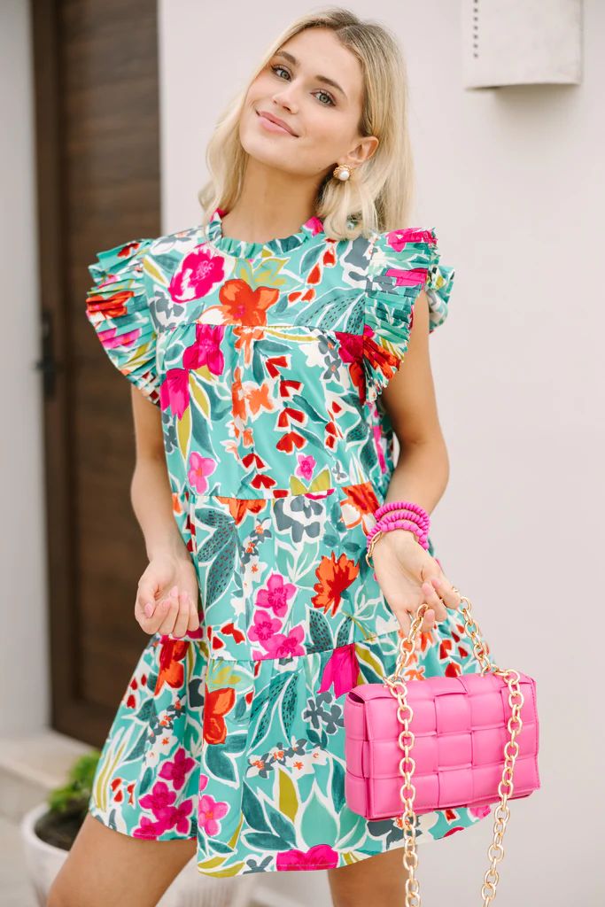 Make My Day Green Floral Babydoll Dress | The Mint Julep Boutique