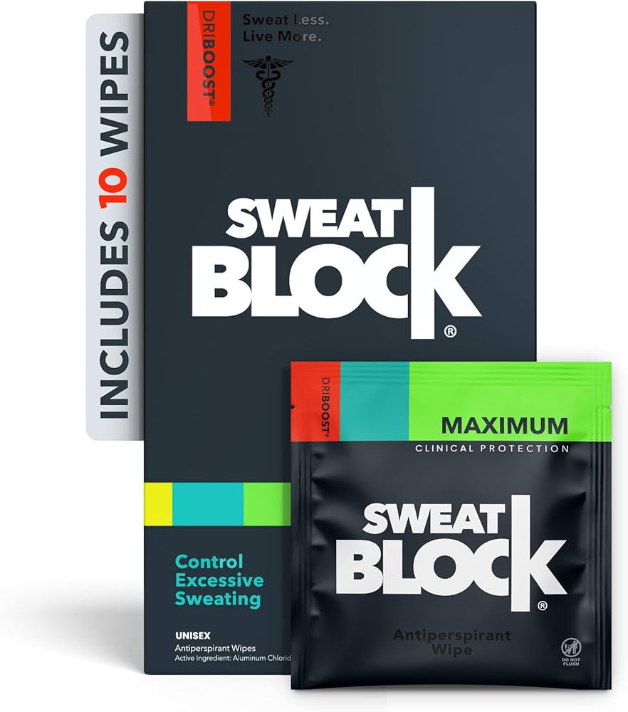 SweatBlock Max Clinical Antiperspirant Wipes - For Excessive Sweating & Hyperhidrosis - Up to 7 D... | Amazon (US)