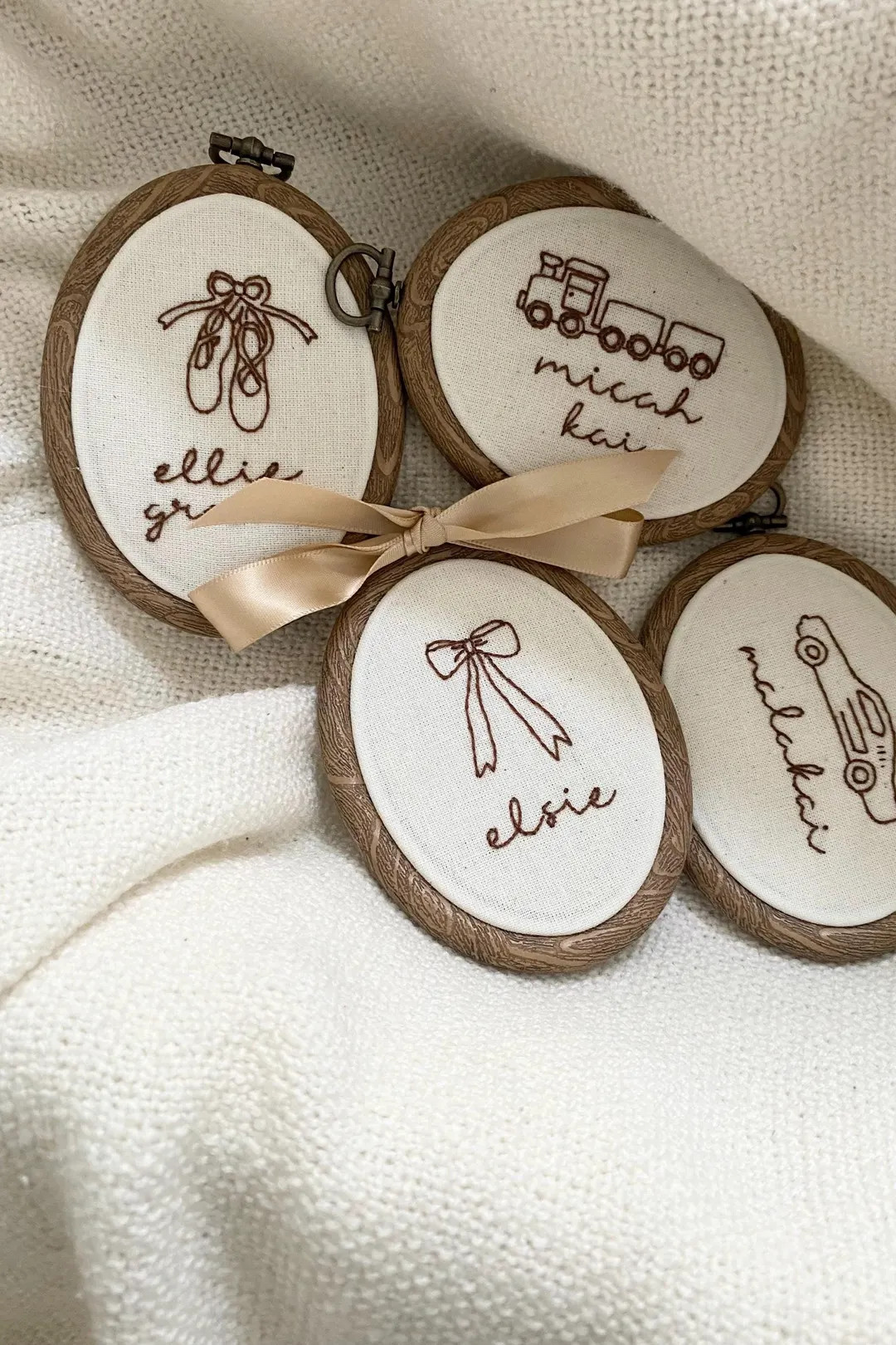 Hand Embroidered Baby Announcement First Christmas Ornaments Stocking Tags Tree Ornaments Baby Ke... | Etsy (US)