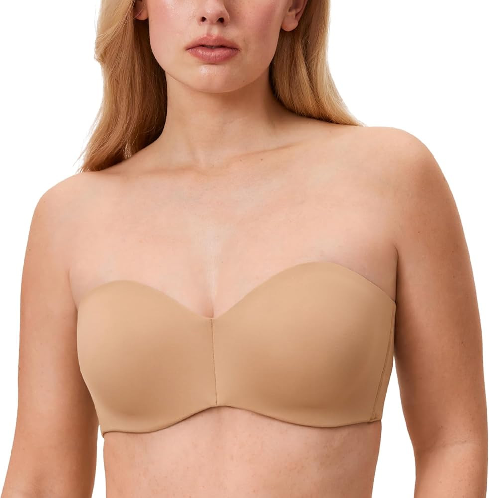 DELIMIRA Women's Strapless Bra Unlined Underwire Minimizer Plus Size Support | Amazon (US)