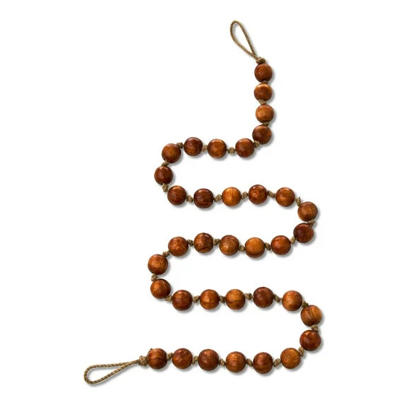 Wood Bead Christmas Garland, Brown, 6', by Holiday Time | Walmart (US)