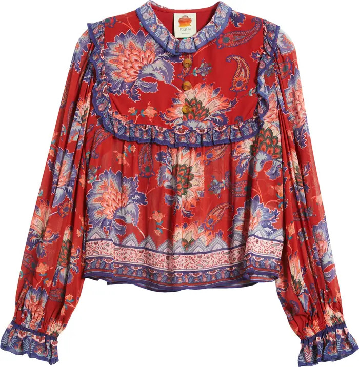 FARM Rio Luang Long Sleeve Popover Top | Nordstrom | Nordstrom