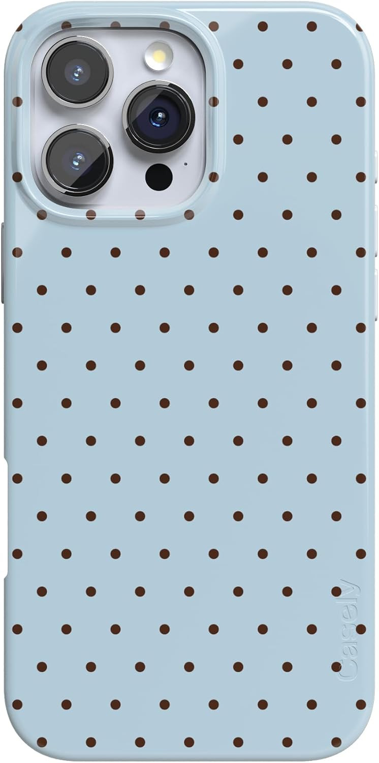 Casely iPhone 16 Pro Case | On the Dot | Blue & Brown Polka Dot | Compatible with MagSafe | Classic Ultra Slim Design | Amazon (US)