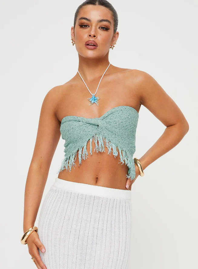 Kovac Reversible Fringe Tube Top Blue | Princess Polly US