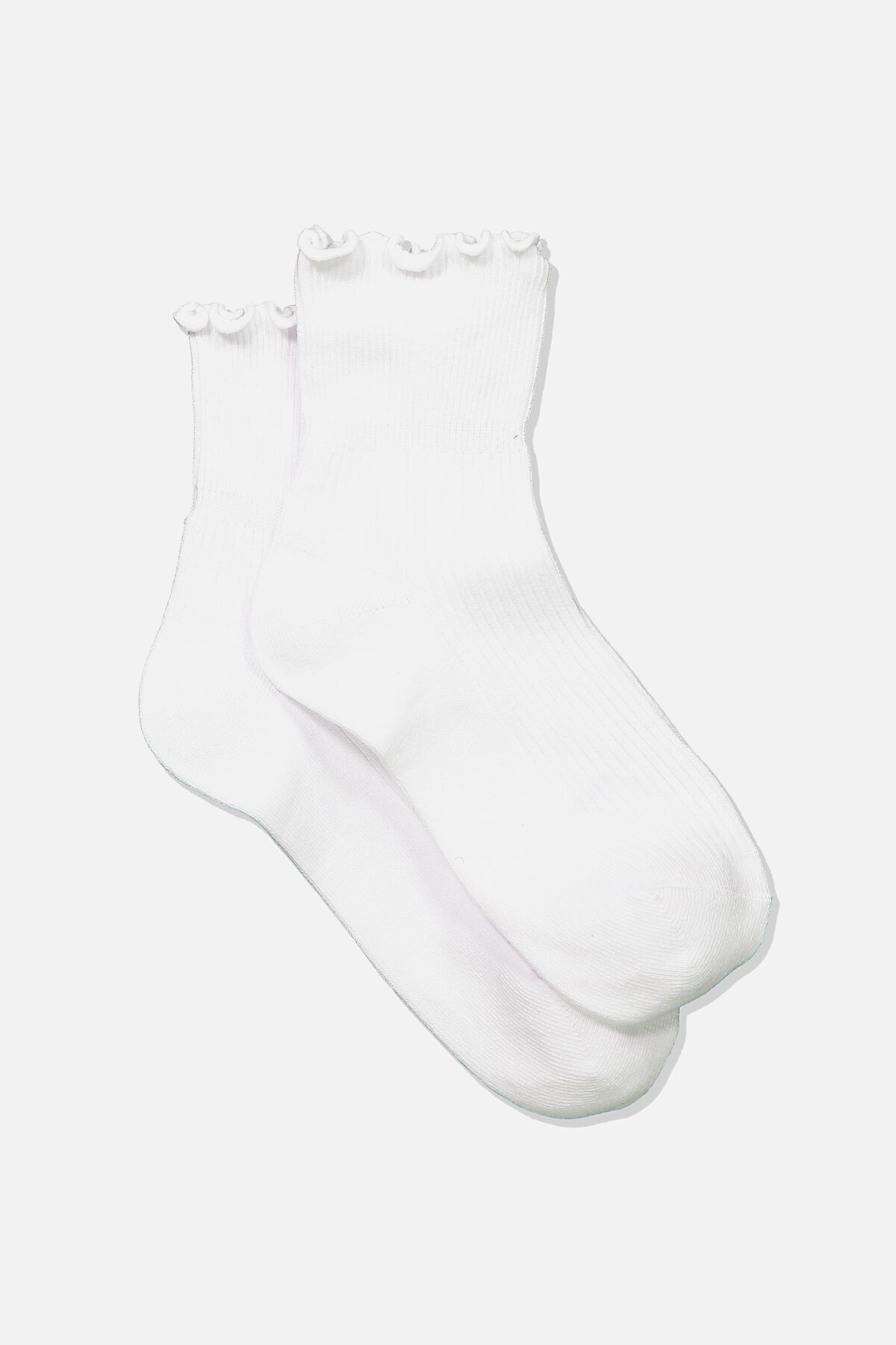 Frill Ribbed Quarter Crew Sock | Cotton On (ANZ)