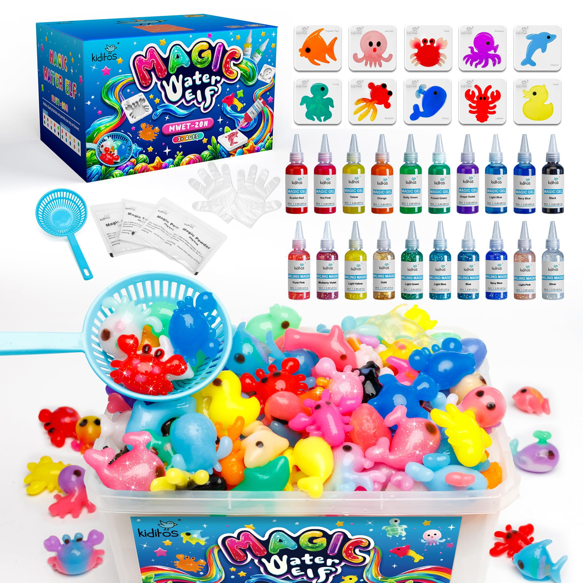 Kiditos Magic Water Elf Toy Kit, Aqua Fairy Water Gel Kit-20 Magic Gesl&10 Molds–Make Your Own ... | Amazon (US)