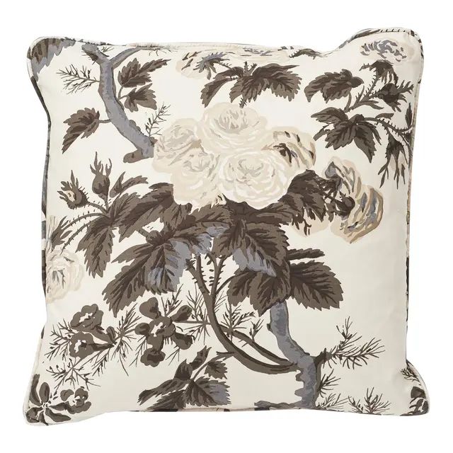 Schumacher Double-Sided Pillow in Pyne Hollyhock Print | Chairish