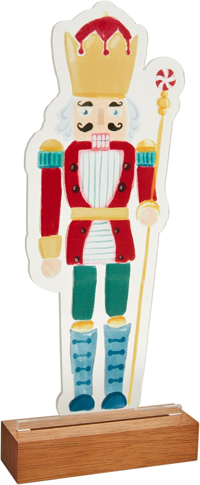 Mud Pie Lg Acrylic Light Up Nutcracker Table SITTERS, Medium Red | Amazon (US)